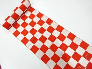 アンティーク　市松模様織出し帯地反物